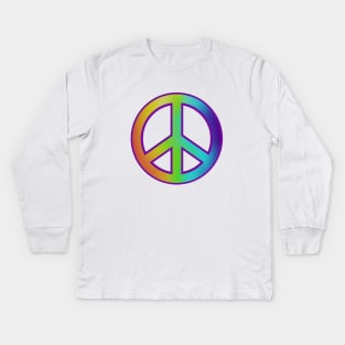 60's Peace Sign, Tie Dye, Colorful, Trippy Design for the Hippie Kids Long Sleeve T-Shirt